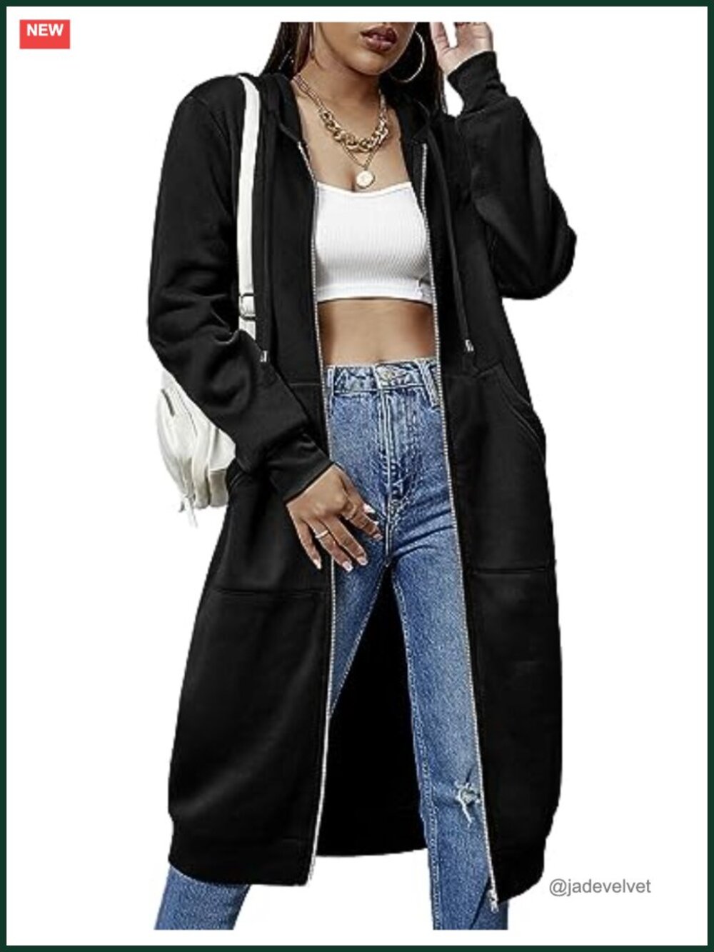 Women Fleece Zip Up Hoodies Long Tunic Sweatshirt Jacket